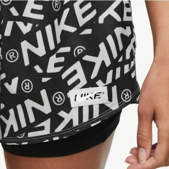Nike sportswear all over logo black 2 in 1 running shorts womens xs - Picture 3 of 5